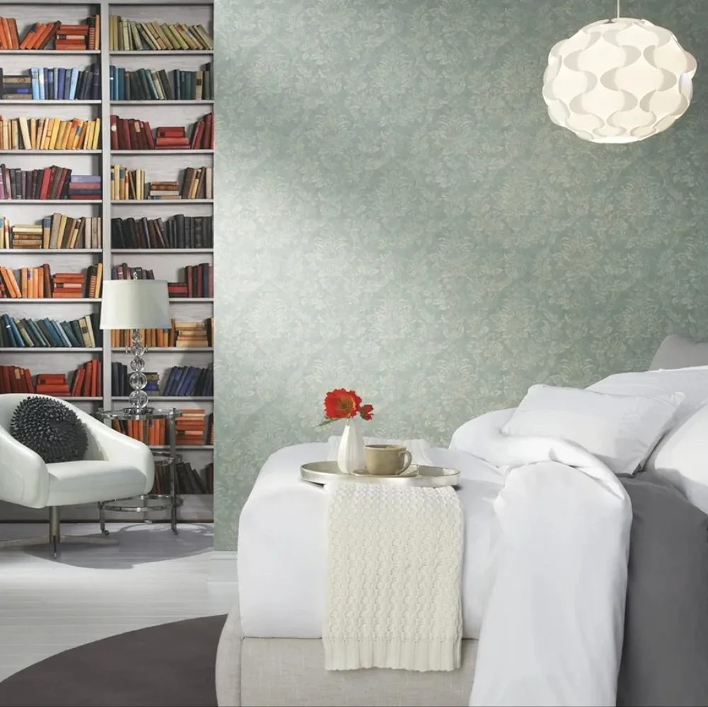 Wallpaper Navy Blue Classic Distressed Damask
